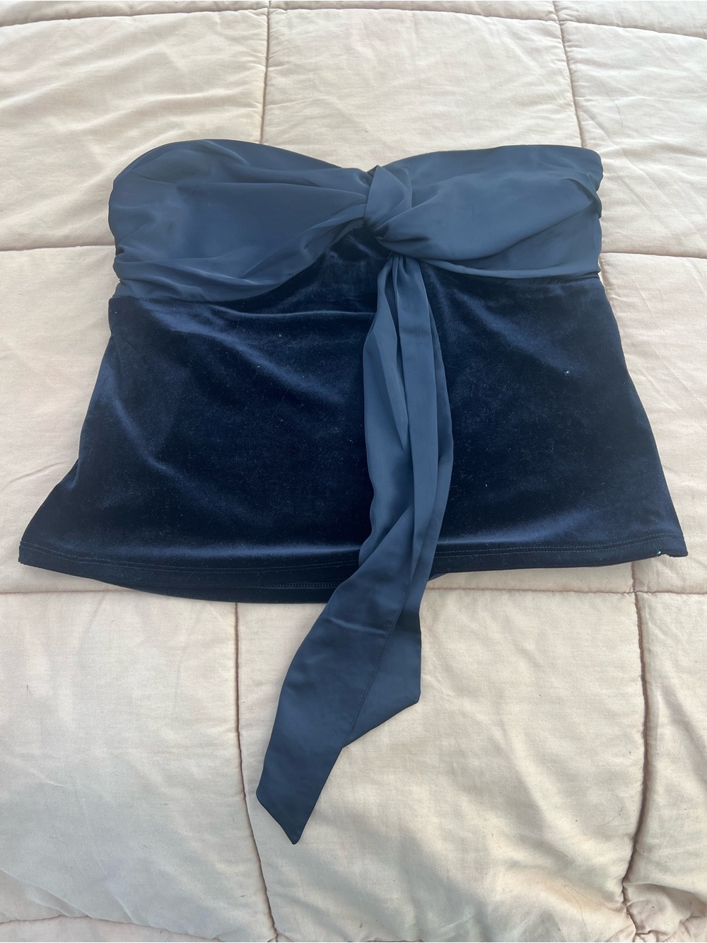 Express Black Velvet & Chiffon Strapless Party Tube Top Size Medium
